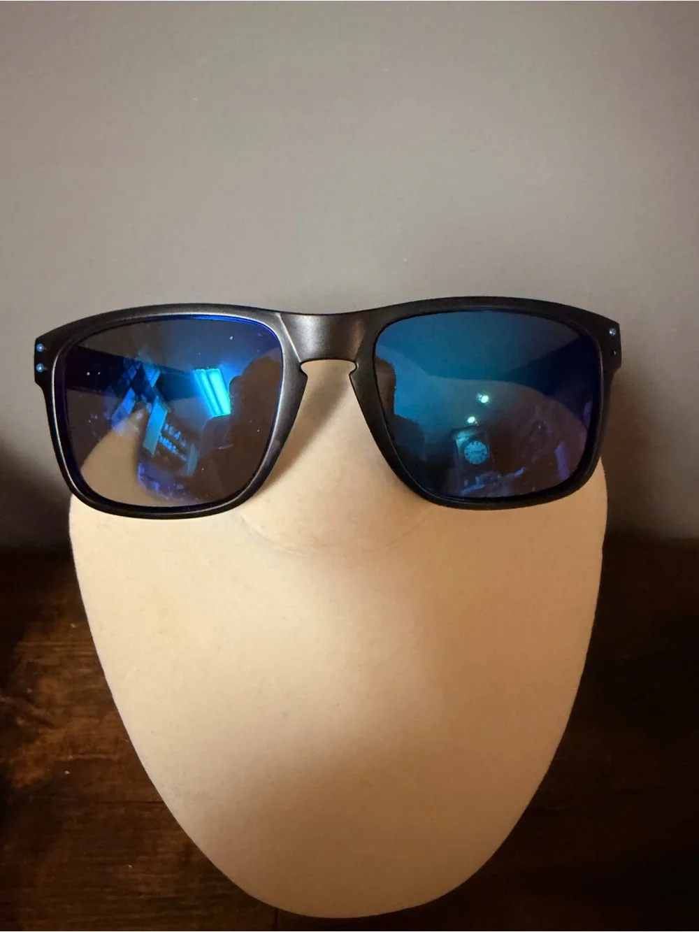 Oakley Holbrook Matte Black Sunglasses with Blue Accents
